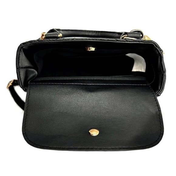 Valentino Orlandi Quilted Black Vegan Leather Satchel / Crossbody – NWT - Picture 5 of 7